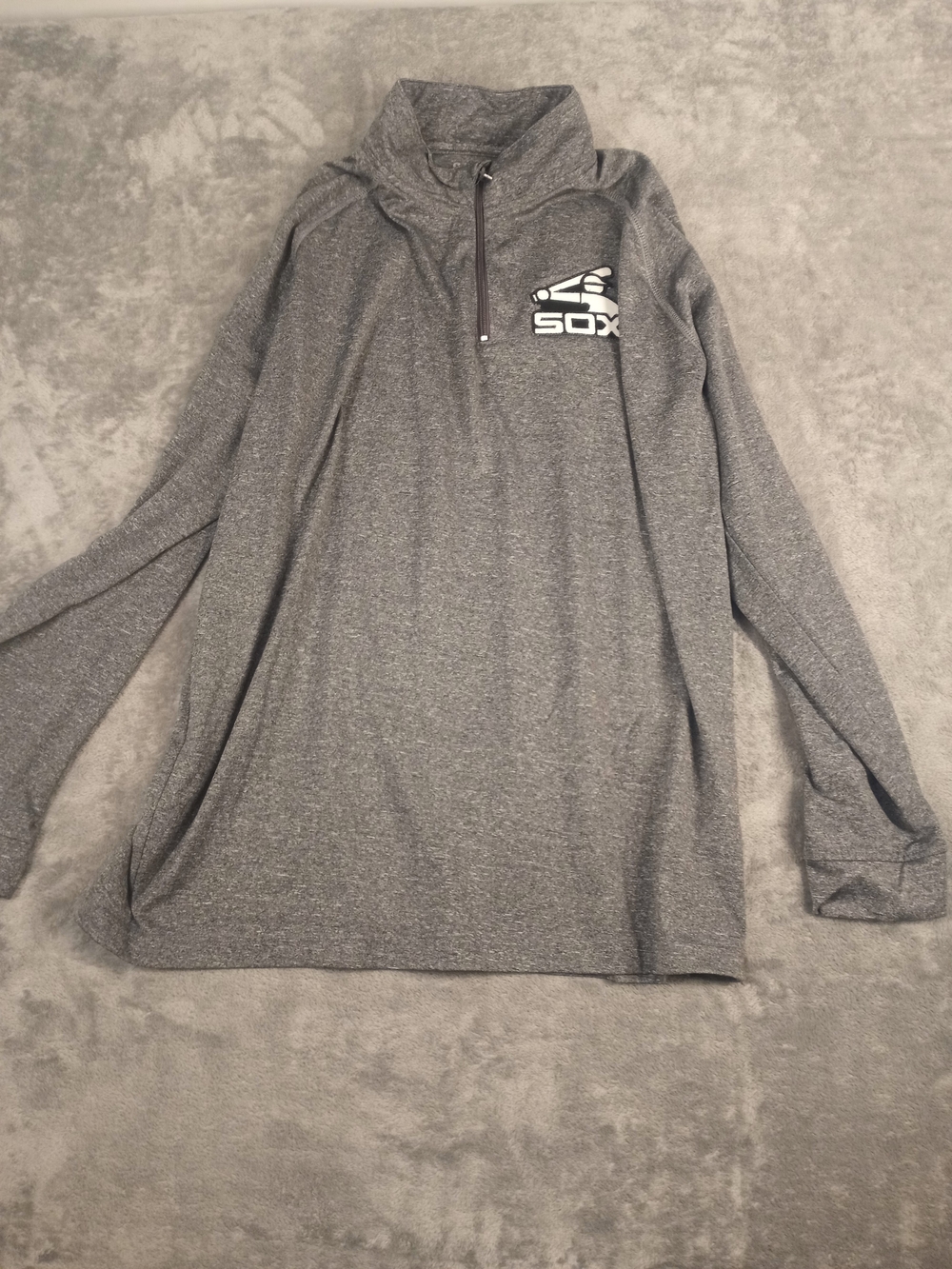 Stitches Men's Gray Sox Long Sleeve Quarter-Zip Pullover Size Large